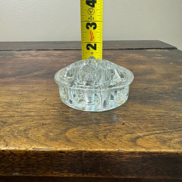 Vintage Solid Pressed Glass Flower Frog 11 hole Floral Arrangement Frogger - Picture 6 of 9